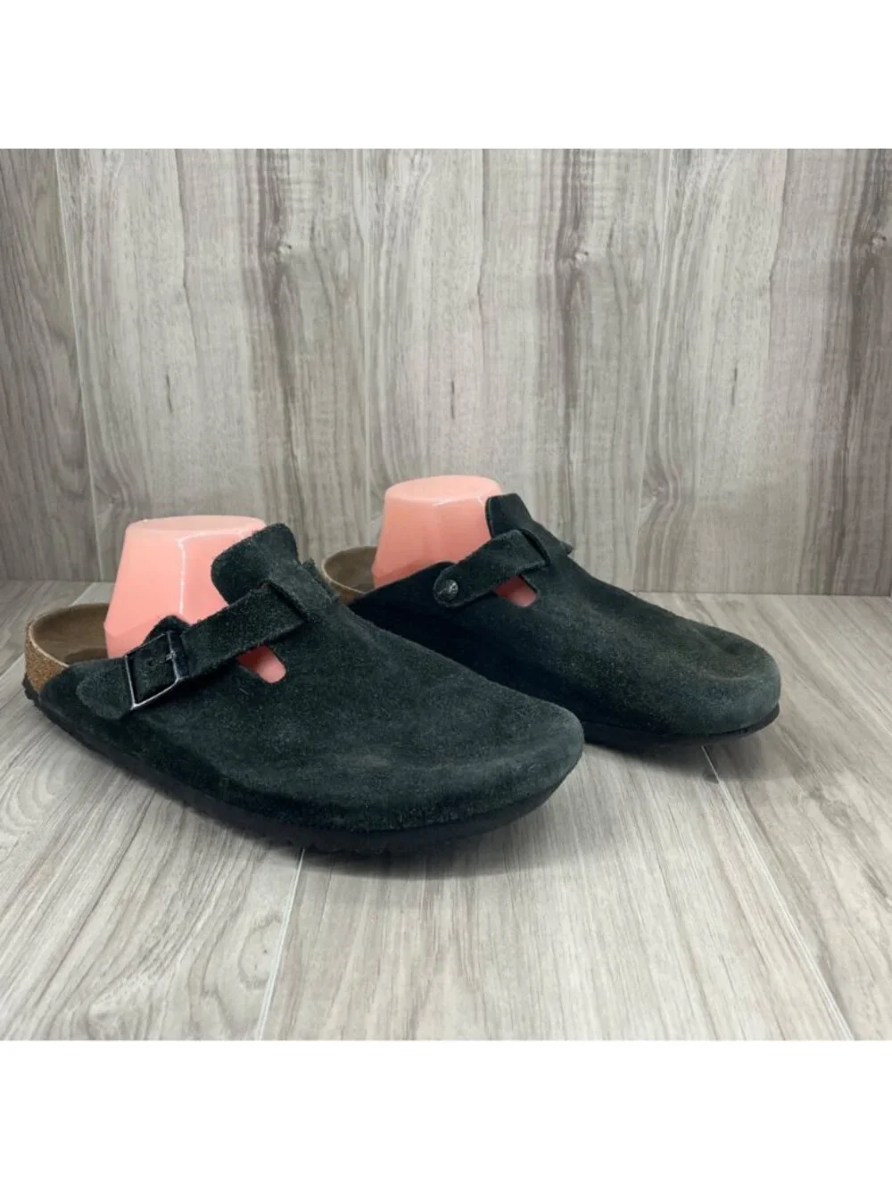 Birkenstock Boston Mule Clogs Mens EU 45 Black Suede Slip On Shoes